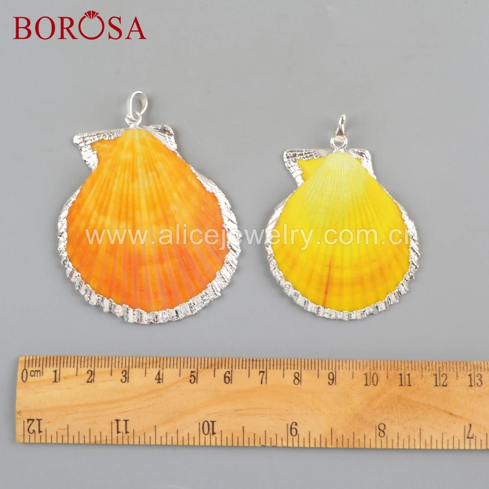 BOROSA 10 шт. Новый Золотой/Серебряный цвет Радужный натуральный гребешок кулон