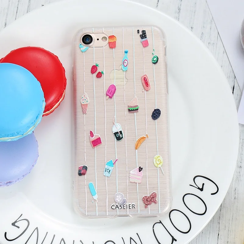 CASEIER Милый Летний рельефный мягкий чехол для телефона iPhone X 7 8 6 S чехлы из ТПУ с