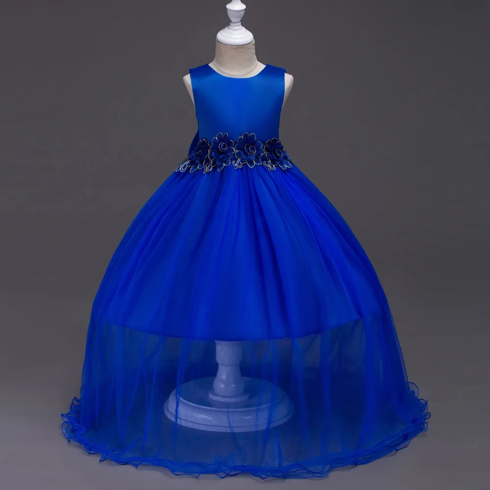 

Red Purple Blue Sleeveless Ball Gown Elegant Boutique Clothing Dresses 3-10Years Princess Party Dress for Children Bridesmaid