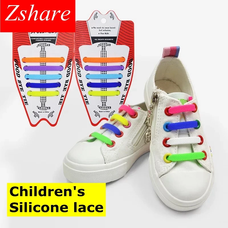 10pcs/lot Kids Silicone Shoelaces No Tie Elastic Shoe Laces Children's