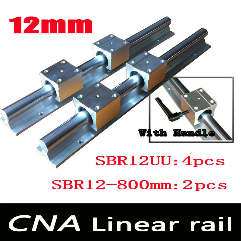 

12mm linear rail SBR12 L 800mm support rails 2 pcs + 4 pcs SBR12UU blocks for CNC for 12mm linear shaft support rails