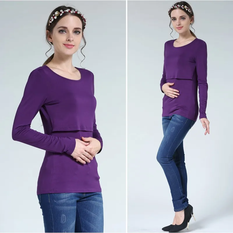 Materno para Mulheres Alto de Maternidade Emoção Mães Gravidez Maternidade Roupas Outono Manga Longa Tops Aleitamento Grávidas Enfermagem T-shirt 7 Cheap breast feeding tops