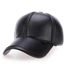 Модная кожаная бейсболка, мужские утолщенные теплые осенне-зимние шапки с ушками из искусственной кожи, мужские головные уборы, кепка H4