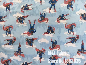 

Heroes Superman elasticity cotton Double knitting fabric For Sewing Fat Patchwork boy Cloth Kid 100x168cm