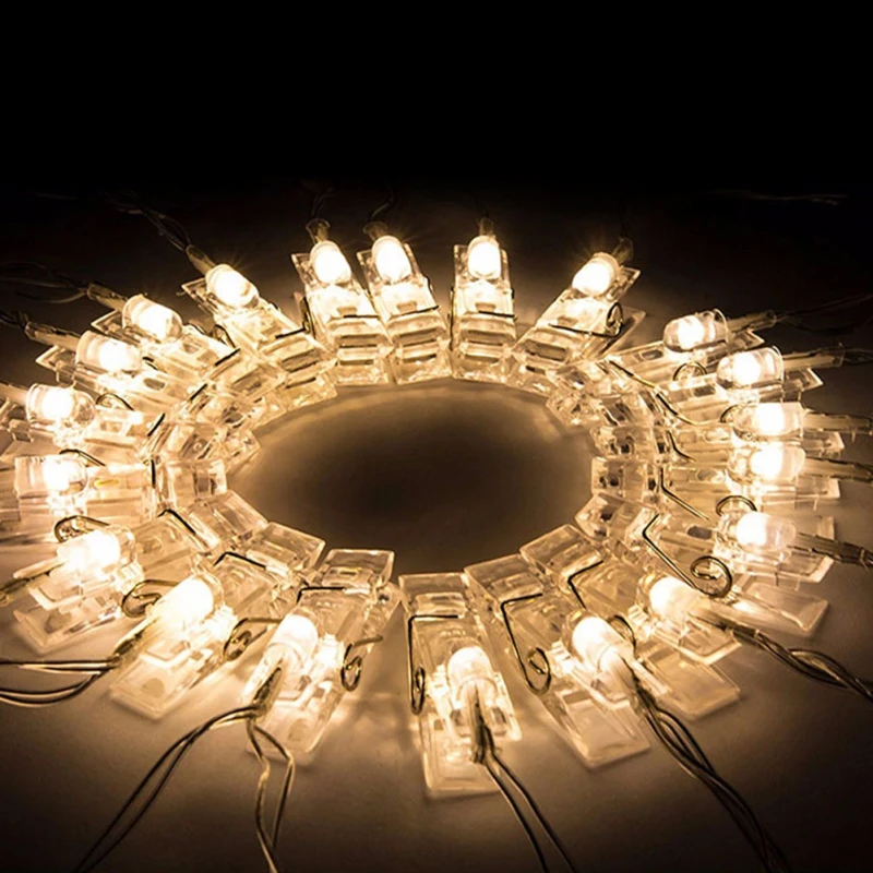 1Dimmable 20 LEDs Photo Clips String Lights Holder with Remote & Timer