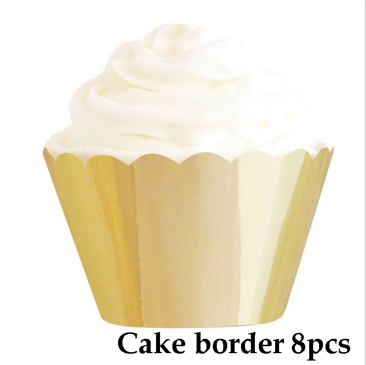 Cake wrapper 8pcs 8 шт./пакет вечерние золото одноразовая посуда Бумага лоток тарелки чашки соломы упаковка для торта на день рождения Свадебная вечеринка Baby Shower декоративный Декор - Цвет: Cake wrapper 8pcs