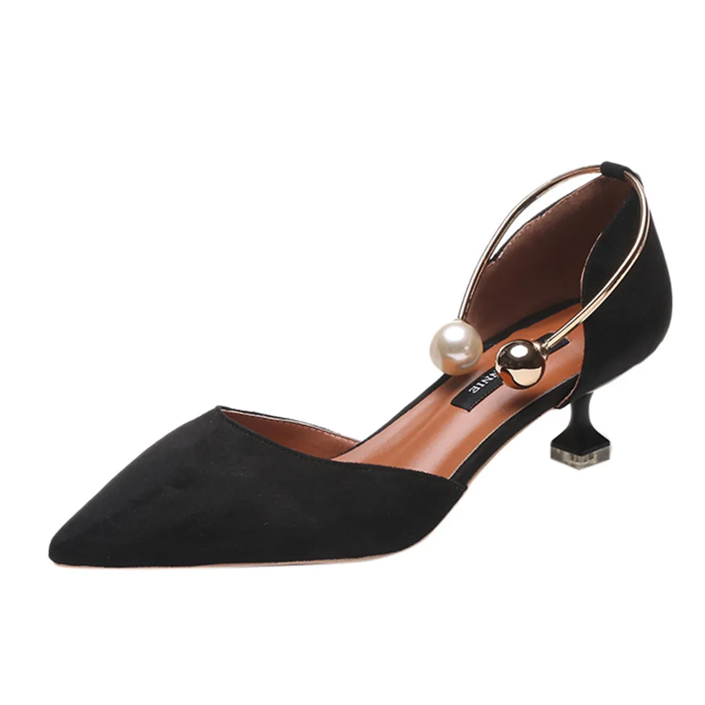 

Jaycosin sandals fashion ladies casual stiletto pearl ring casual shoes sandals single shoes casual summer elegant sandals