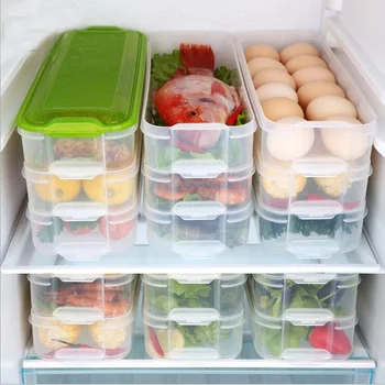 

Kitchen RefrigeratorMulti-layer Noodle Food Storage Box Seafood Storage Box Rectangular Frozen Crisper with cover -4
