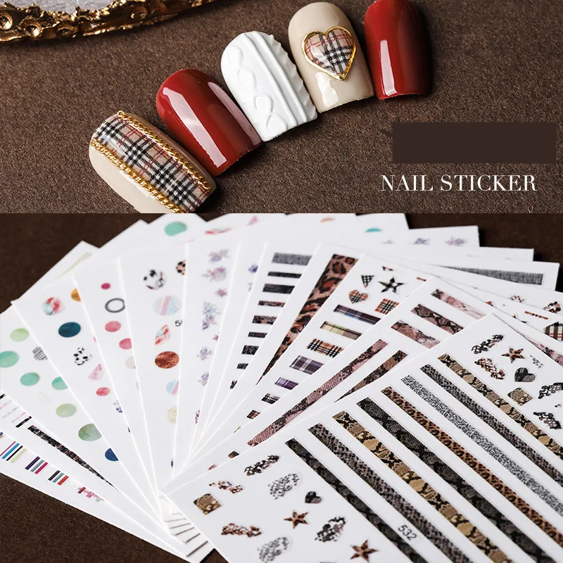 

1 Sheet Snakeskin 3D Nail Art Transfer Stickers Leopard Print LatticeNail Designs Japanese Nail Accessoires for Nail Decorations