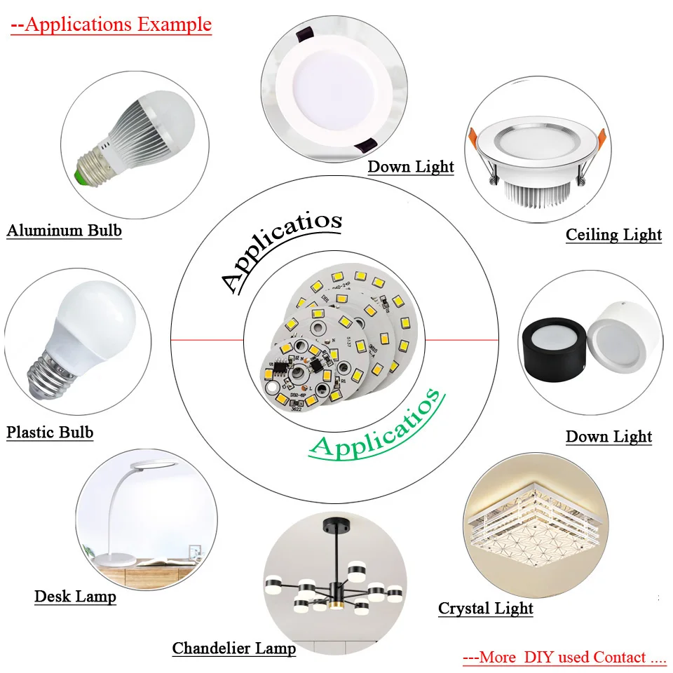 10 шт. AC220V светодиодный модуль 3 Вт 5 Вт 7 Вт 9 Вт 12 Вт 15 Вт 18 Вт потолочный светильник PCB алюминиевая пластина белый/теплый SMD2835 Смарт IC драйвер Потолочный светильник DIY