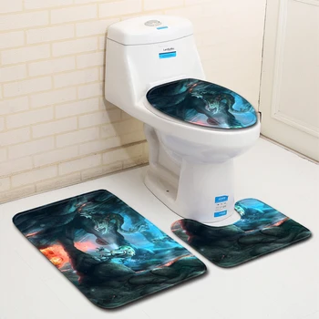 

Nordic Printed Bathroom Bath Mat Rug Sets Bathroom Toilet Shower Room Carpets Flannel Anti Slip 3 pcs Bath Mat Set