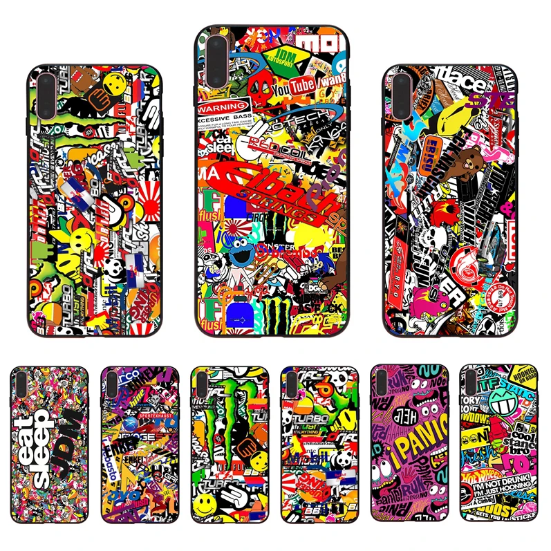 

Black silicone Dazzling pictures back cover For iPhone case 6 6S 7 8 plus 5 5S bumper X XR XS max SE TPU fashion shell Coque