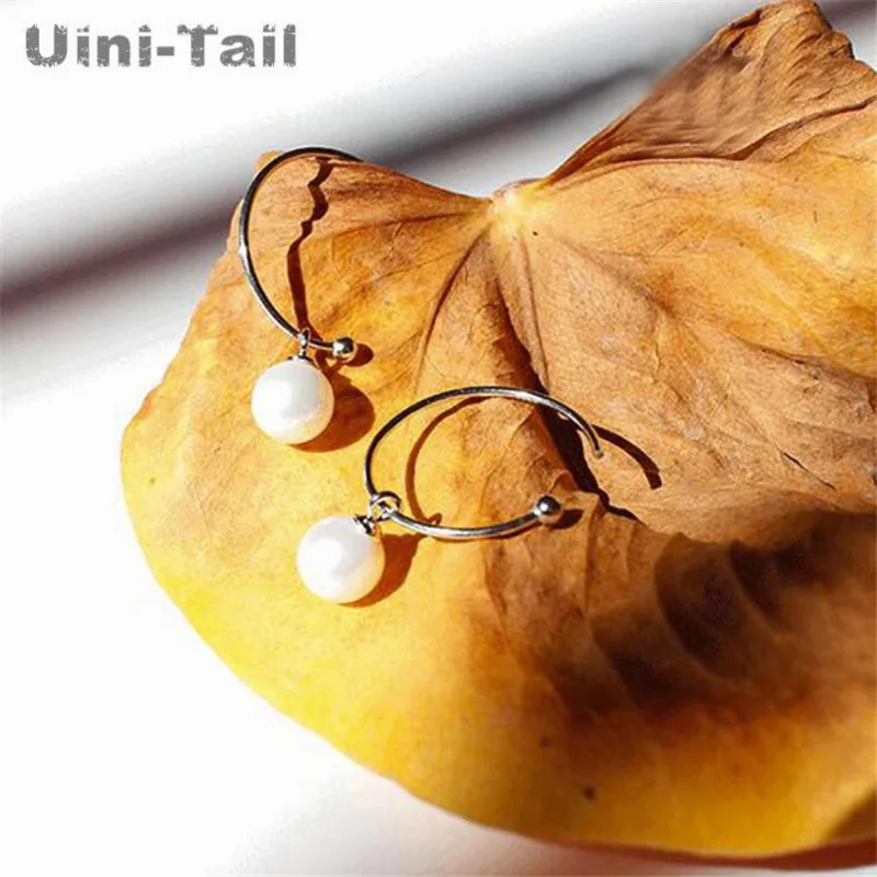 Серьги с жемчугом Uini Tail простые серьги большим кольцом подчеркивающие