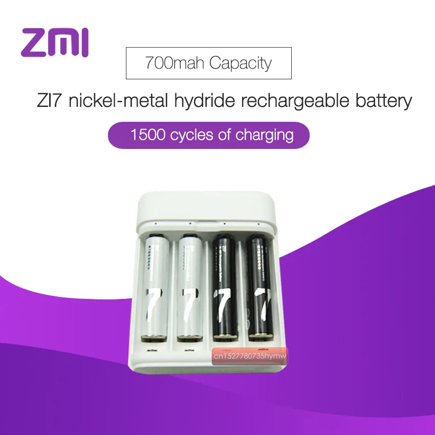 4 шт./лот Xiaomi ZMI ZI7 AAA 700 мАч 1,2 в перезаряжаемый Ni-MH аккумулятор Xiaomi ZIM power Bank Аккумулятор/с 4 слотами смарт-зарядное устройство
