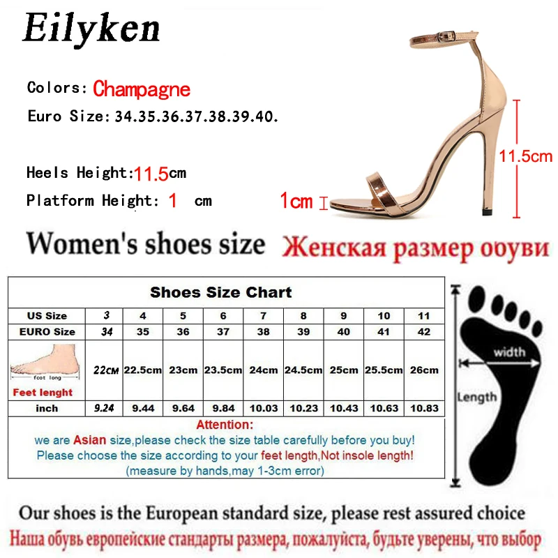 Eilyken; высококачественные женские босоножки цвета шампанского; Босоножки с открытым носком на высоком каблуке; вечерние летние женские туфли для ночного клуба; Размеры 35-42