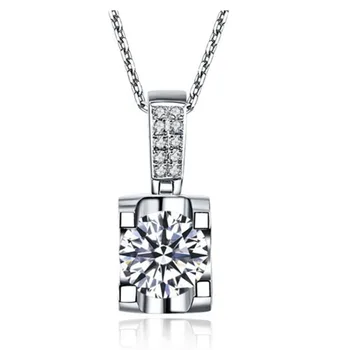 

1CT G Color VS1 Moissanite Test Positive Wedding Jewelry Sterling Silver Moissanite Diamond Pendant Women Necklace Chain 45cm