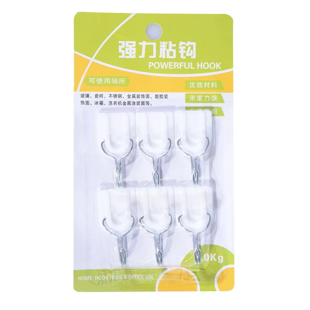

Adeeing 6pcs/set Creative Traceless Nailless Powerful Viscous Plastic Wall Hook Pothook Maximum load 2kg