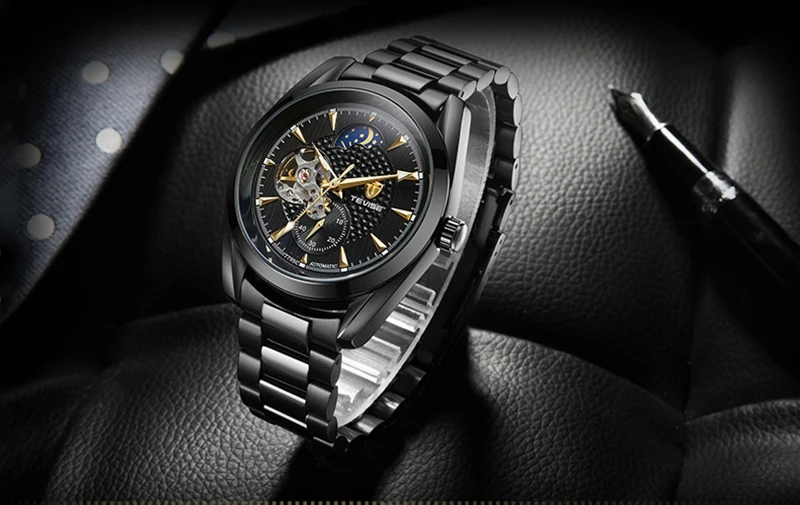 TEVISE Watch Men Moon Phase Mechanical Watches Luminous Automatic Watch Waterproof Steel Fashion Business Wristwatches Male (16)
