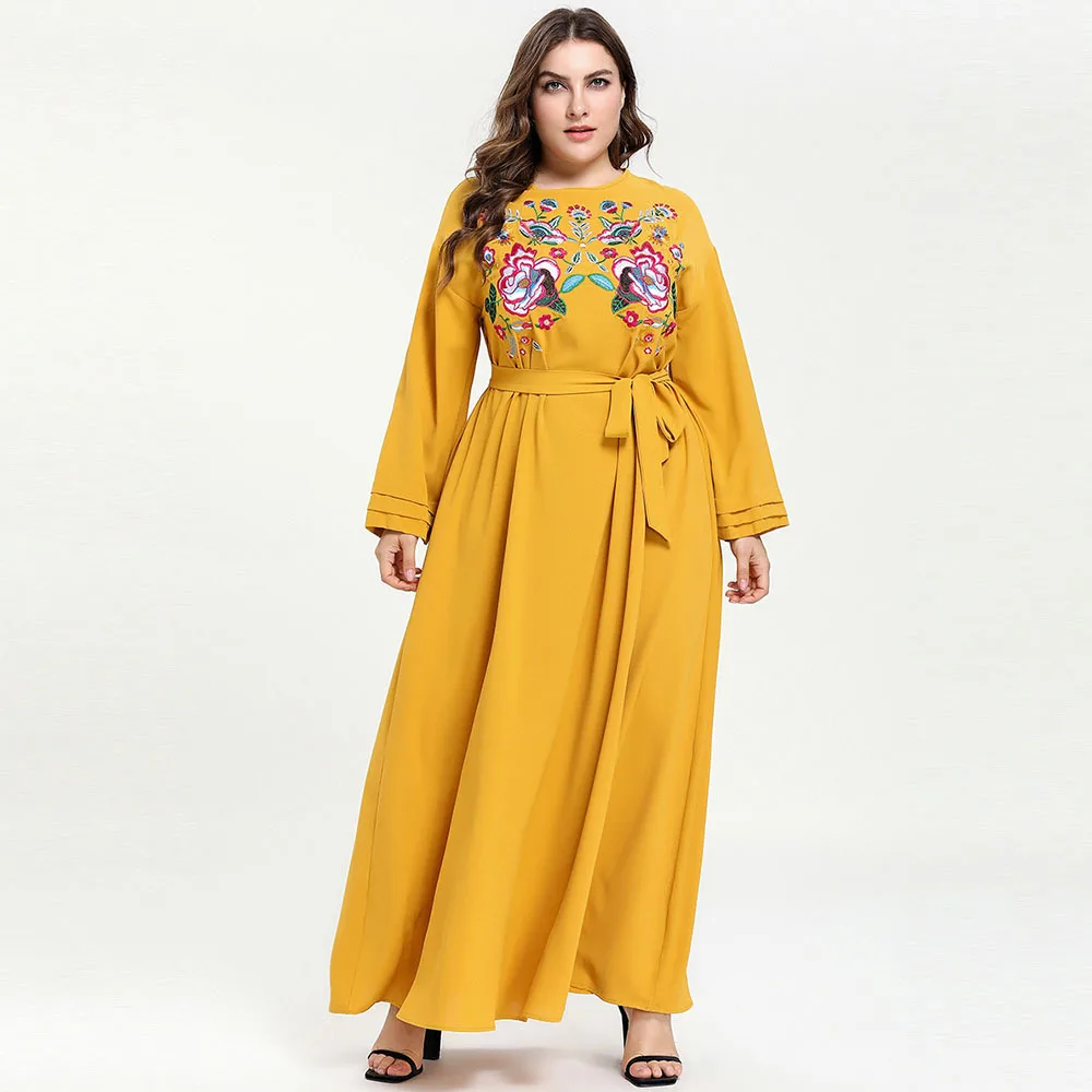 

Muslim Arabic Islamic Dubai Kaftan Abaya Moroccan Kaftan Middle Eastern Indonesia Turkey Dress Big Size Casual Robe Arabe