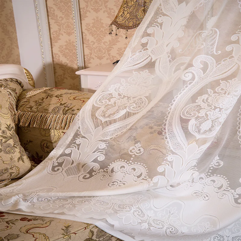 Curtain Fabric European Jacquard Embroidered Lace Curtains for Living