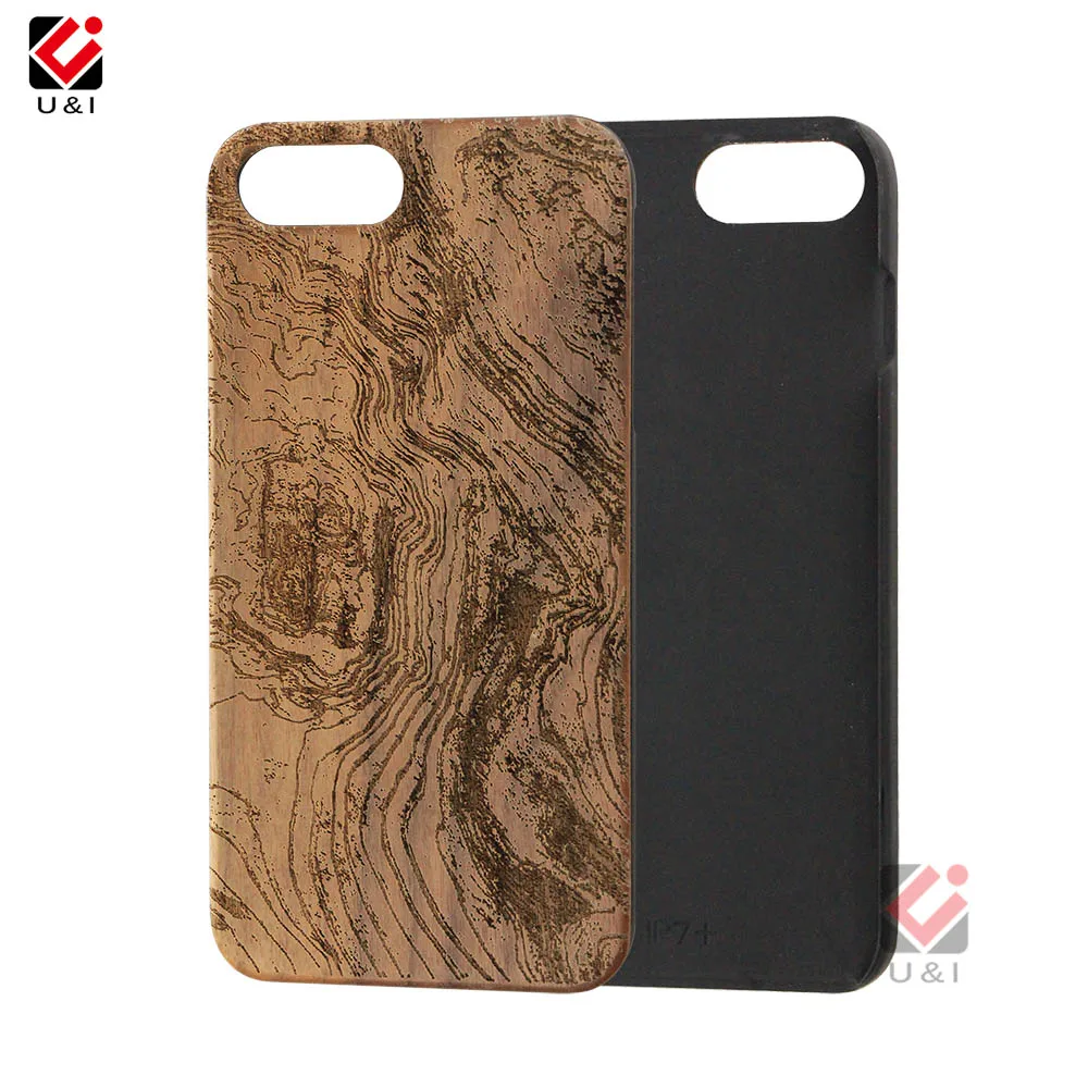 For iPhone 5 5s 6 6s 6plus 7 7plus 8 8plus Real Wood Spider Net Wave Tree Rings Carved PC Back Protector Back Cover for iPhone 8 (1)