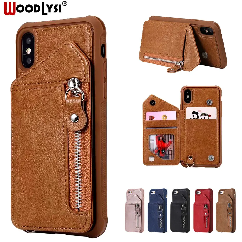 Роскошный кожаный чехол-кошелек на молнии для IPhone X, XS, MAX, XR, 5, 5S, SE, 8, 7, 6, 6s Plus, чехол с карманом для наличных карт, кожаный чехол-книжка, Fundas