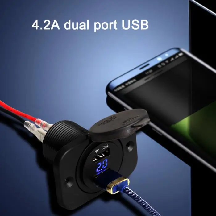 Двойной зарядное устройство usb 5 в 4.2A светодиодный цифровой дисплей зарядное устройство для лодки водный мотоцикл
