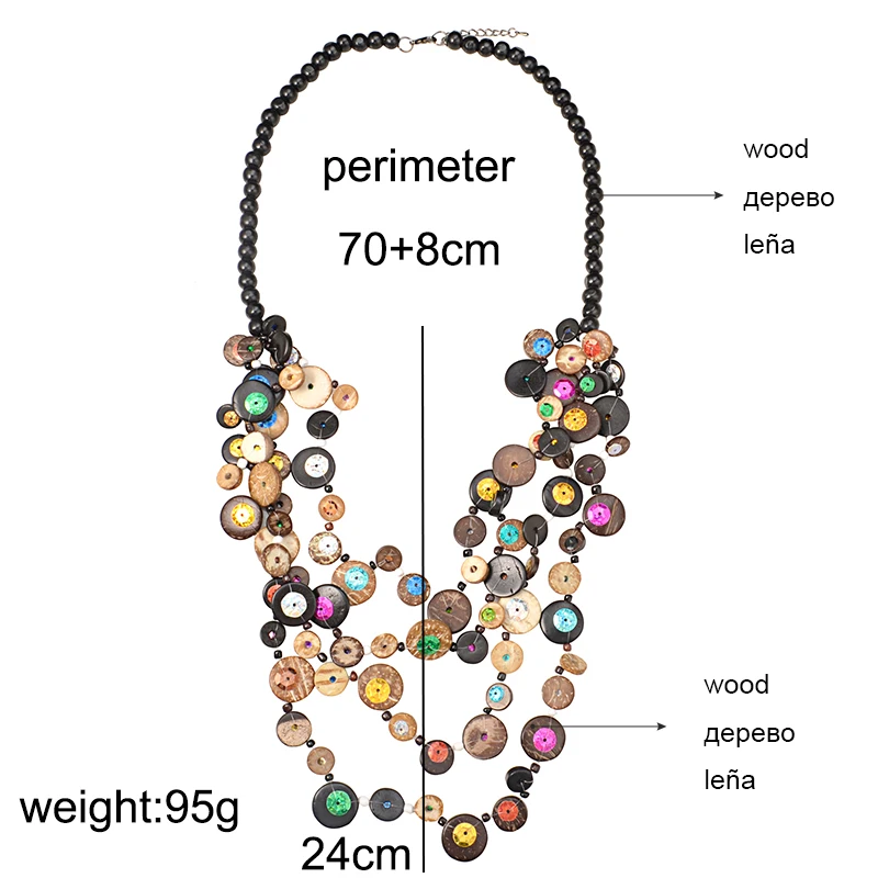 UDDEIN богемное этническое ожерелье Женская Черная деревянная цепочка винтажное массивное длинное ожерелье ручной работы Многослойное дерево ювелирные изделия