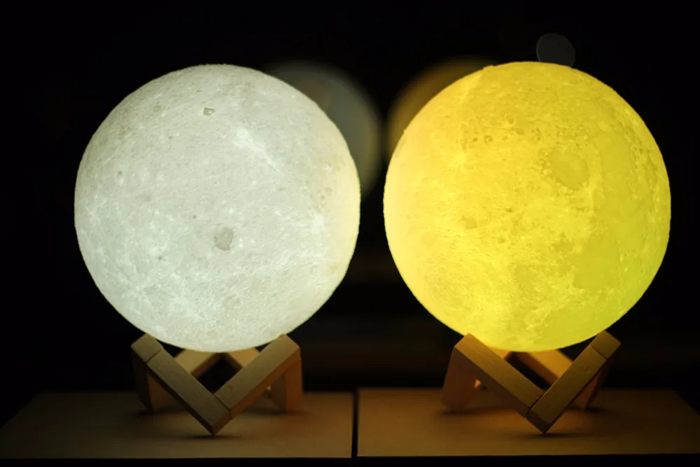  15CM 3D Print LED Moon Light Touch Switch LED Bedroom Night Lamp Novelty Light for Baby Kids Childr - 32950357074