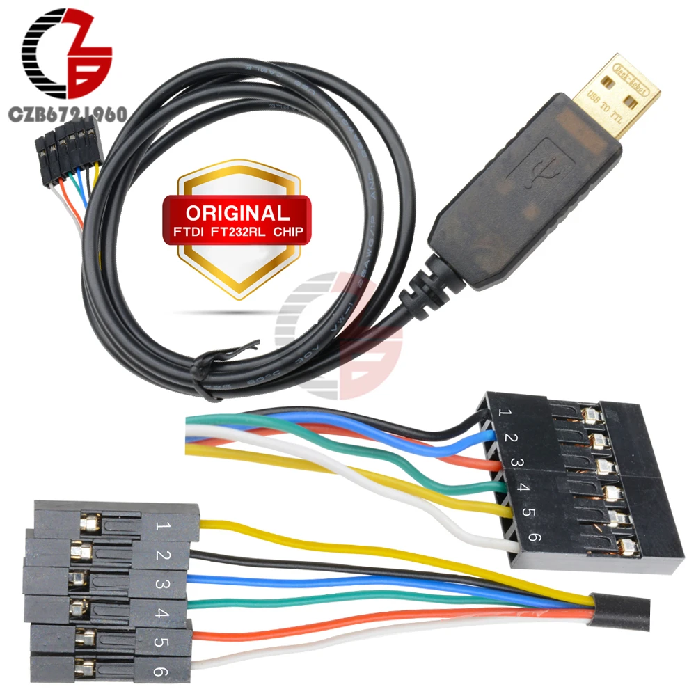 Original 1M 6PIN 5V FTDI FT232RL FT232 USB to TTL RS232 Serial Download Adapter Connector Cable for Arduino Raspberry Pi AVR ARM win 10 android mac ftdi ft232rl usb rs232 adapter cable compatible usb rs232 we
