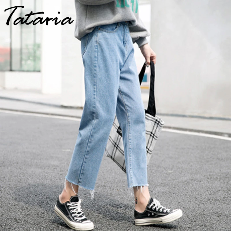 

Tataria Boyfriend Jeans for Women High Waist Casual Loose Denim Harem Pants Female Ankle-length Jeans Pants Women Wide Leg Pants