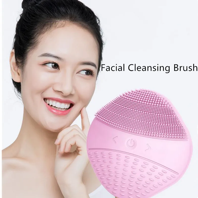 Vibration Rechargeable Electric Facial Cleansing Brush Skin Blackhead Pore Cleanser Waterproof Silicone Face Massager 40#710