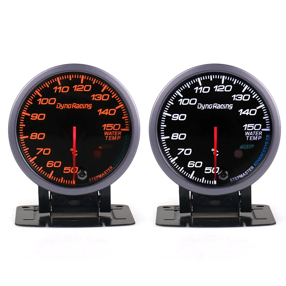 60mm 블랙 페이스 수온 게이지 Dynoracing 흰색/호박색 빛 피크 기능 50-150C 수온 게이지 자동차 미터