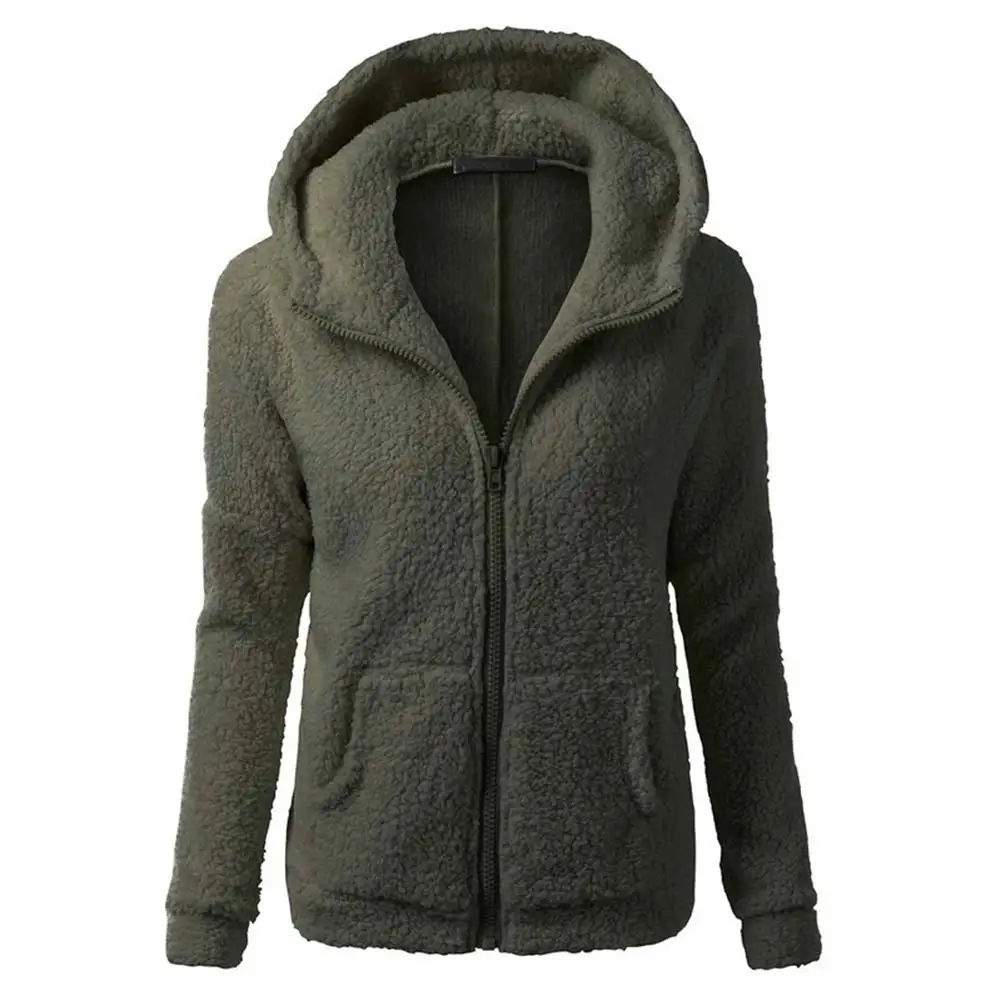 

Newly Women Hooded Jacket Plush Hoodie Zipper Fleece Winter Autumn Coat Tops VK-ING