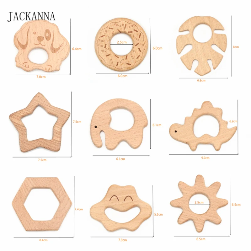 Милый Прорезыватель для зубов из бука и дерева, деревянные Прорезыватели для детей, игрушки для прорезывания зубов, Детские Жевательные изделия, подарки для новорожденных