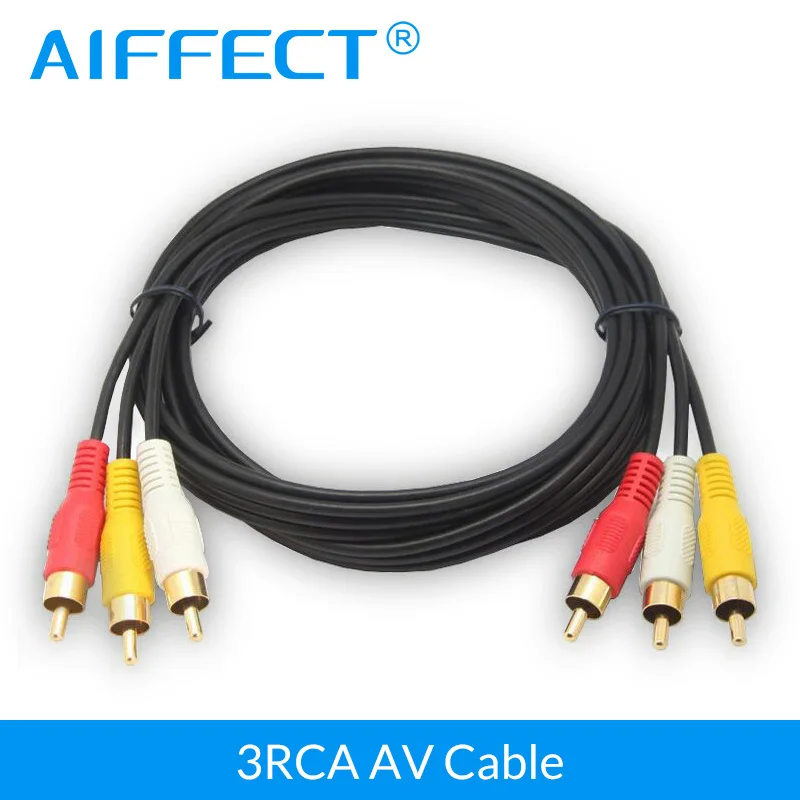 AIFFECT позолоченный высококачественный 3 RCA на кабель Папа-папа DVD Аудио Видео ТВ АВ