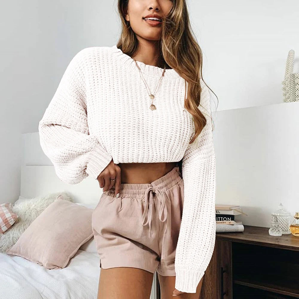 

Autumn Winter Pullovers womens 2019 korean Knitted sweaters female Chenille short lazy Pullover women Casual Loose Jumper pull