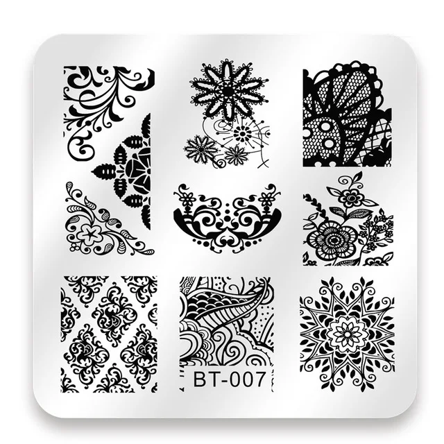 

Biutee 6Pcs Square Nail Art Templates Plates Special Animal Flower Words Pattern Nail Art Stamping Image Plate Stencils For DIY