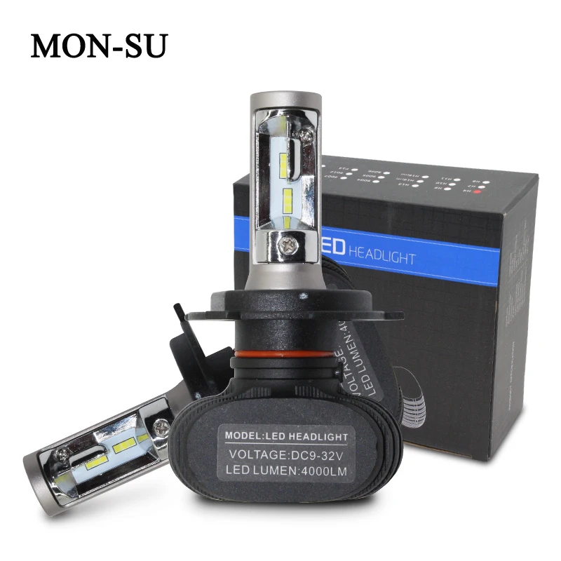 

MON-SU 2Pc Car LED Headlight H4 H7 Fog Light Bulb H8 H11 9005/HB3 9006/HB4 H3 H1 880/881 CSP S1 50W 8000LM 6000K Automobile Bulb