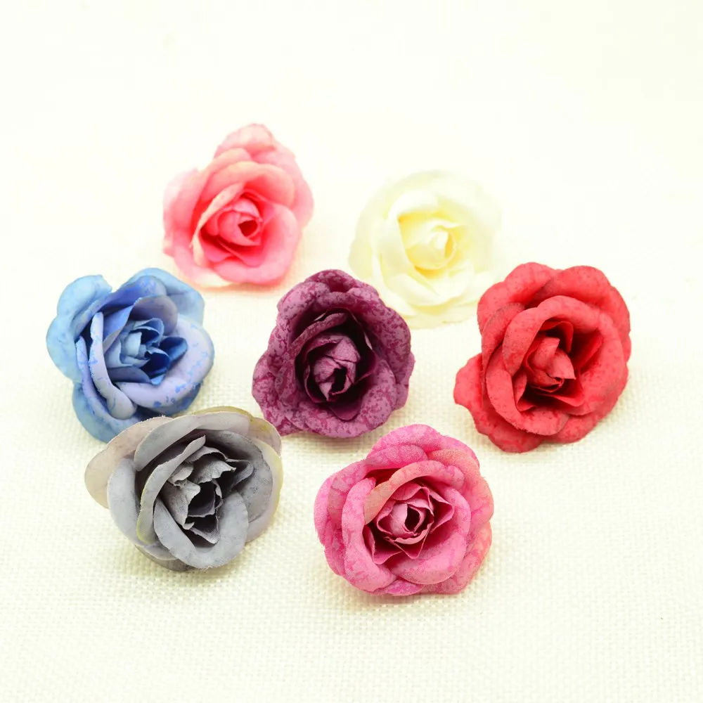 

10pcs Silk Retro roses for christmas home wedding decor accessories diy gifts box fake plastic Party Supplies Artificial flowers