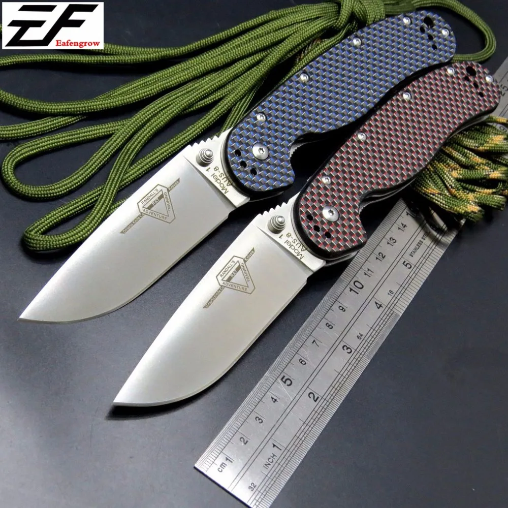 Eafengrow RAT Folding Blade Knife AUS 8 Blade Carbon Fiber Handle