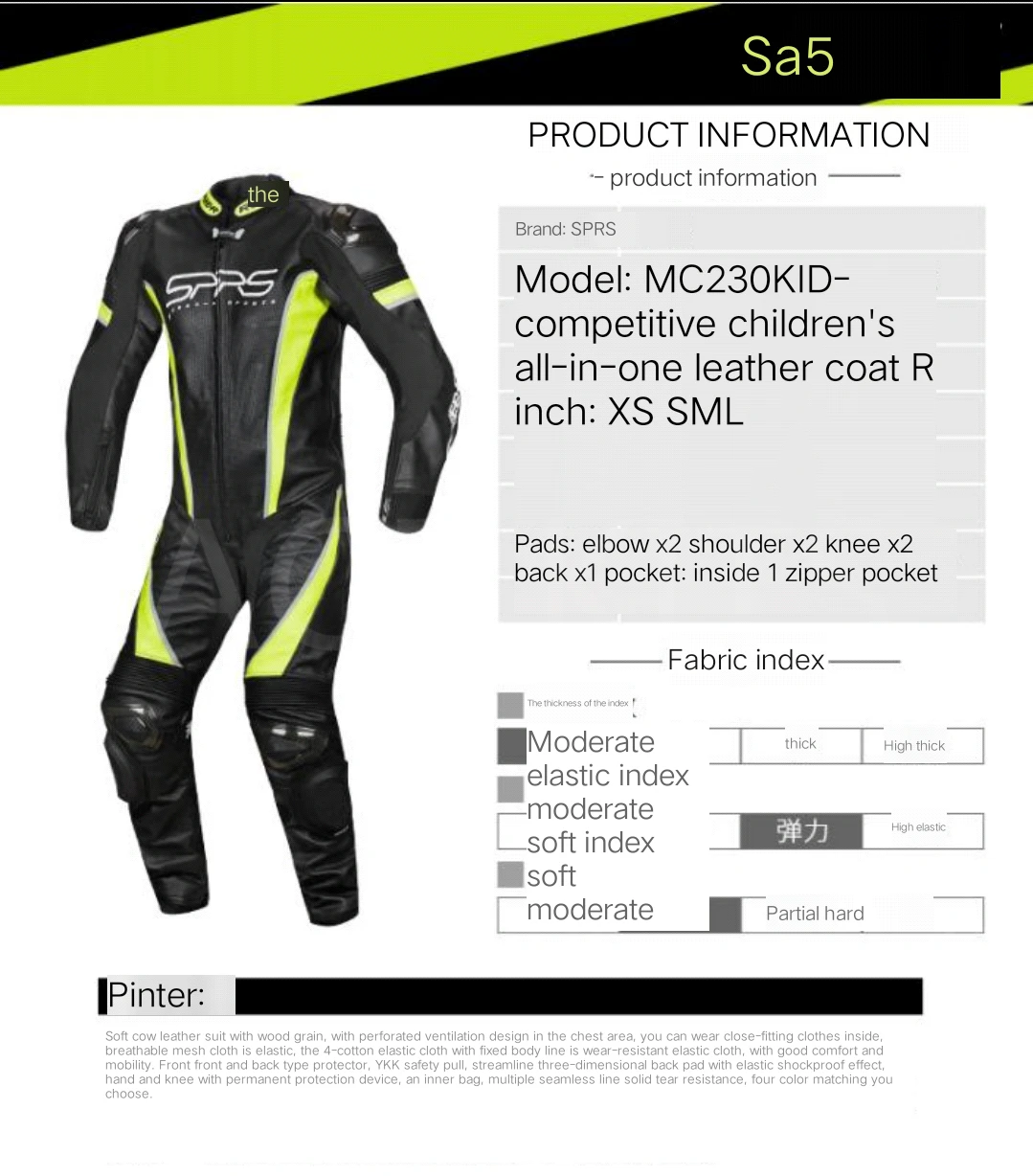 SPRS racing clothes motorcycle onesies motorcycle women's leather track training No.62