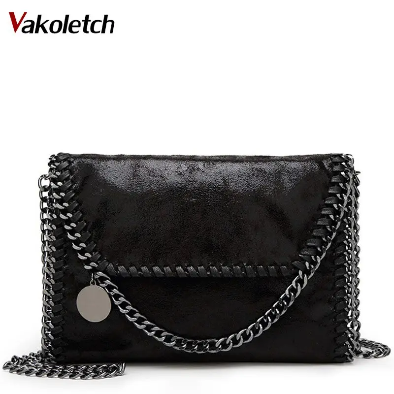 

2019 New Women Message Bag Pu Fashion Portable 2 Chains Bag Envelope Shoulder bag bolsa feminina carteras mujer handbags KL319