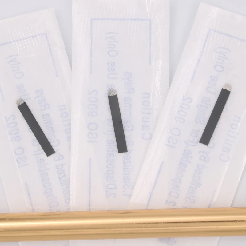 500 шт. черный Microblading Вышивка крестом иглы 0,18 мм U форма 14 шпильки лезвия Professional для постоянного ручка для микроблейдинга