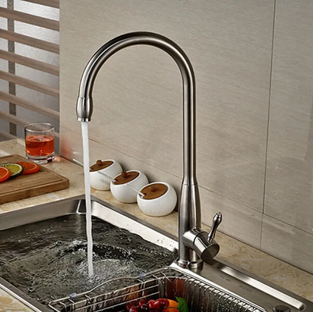 Best Price New Arrival Brushed Nickle Kitchen Faucet Tall Tap Hot&Cold Faucet