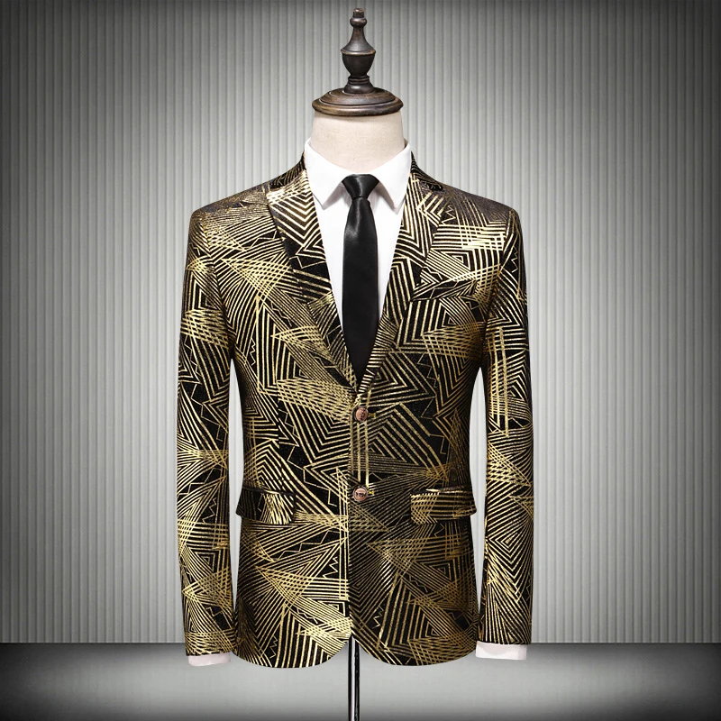 Plyesxale Для мужчин s Золото блейзер в полоску блейзеры для Для мужчин роскошный Bronzing пиджак Slim Fit Для мужчин s этап одежда брендовая одежда q157