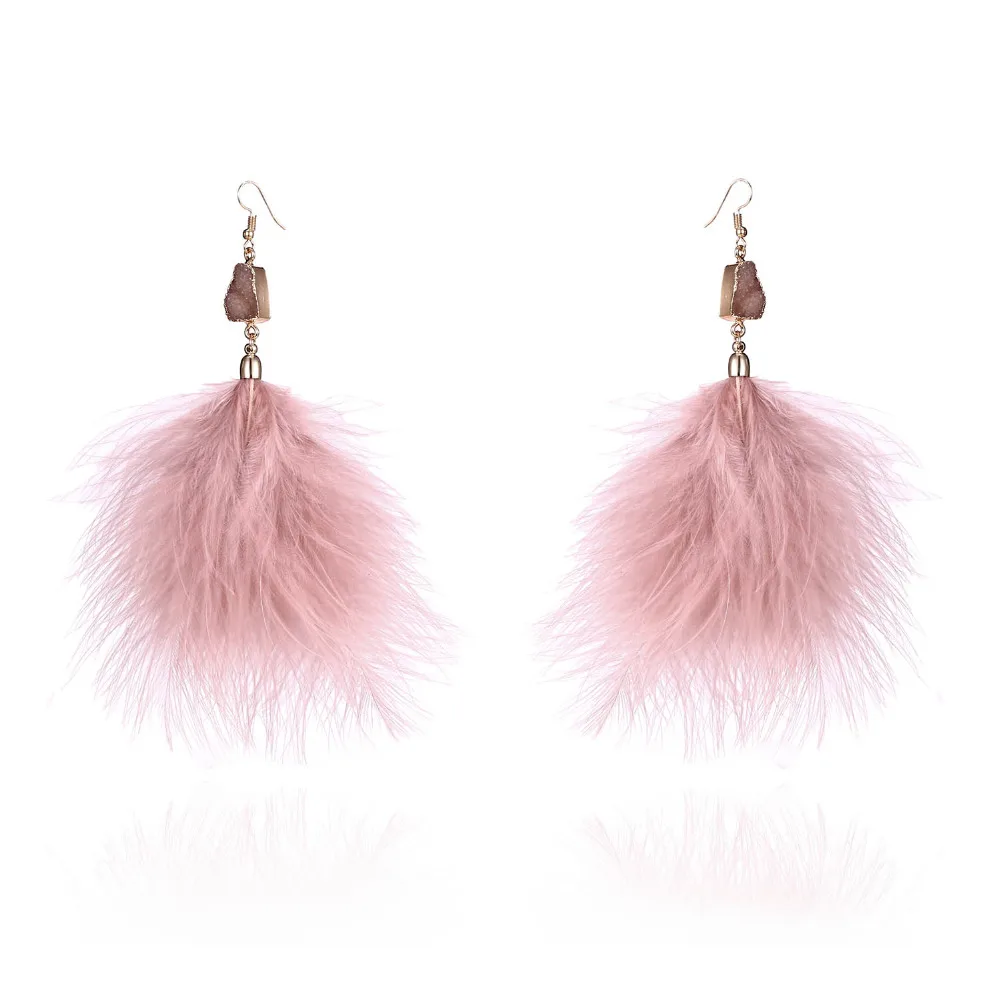 

RINHOO Soft Fashion Boho Earrings For Women Temperament Fluffy Feather Dangle Pendant Statement Jewelry Ear Accessories