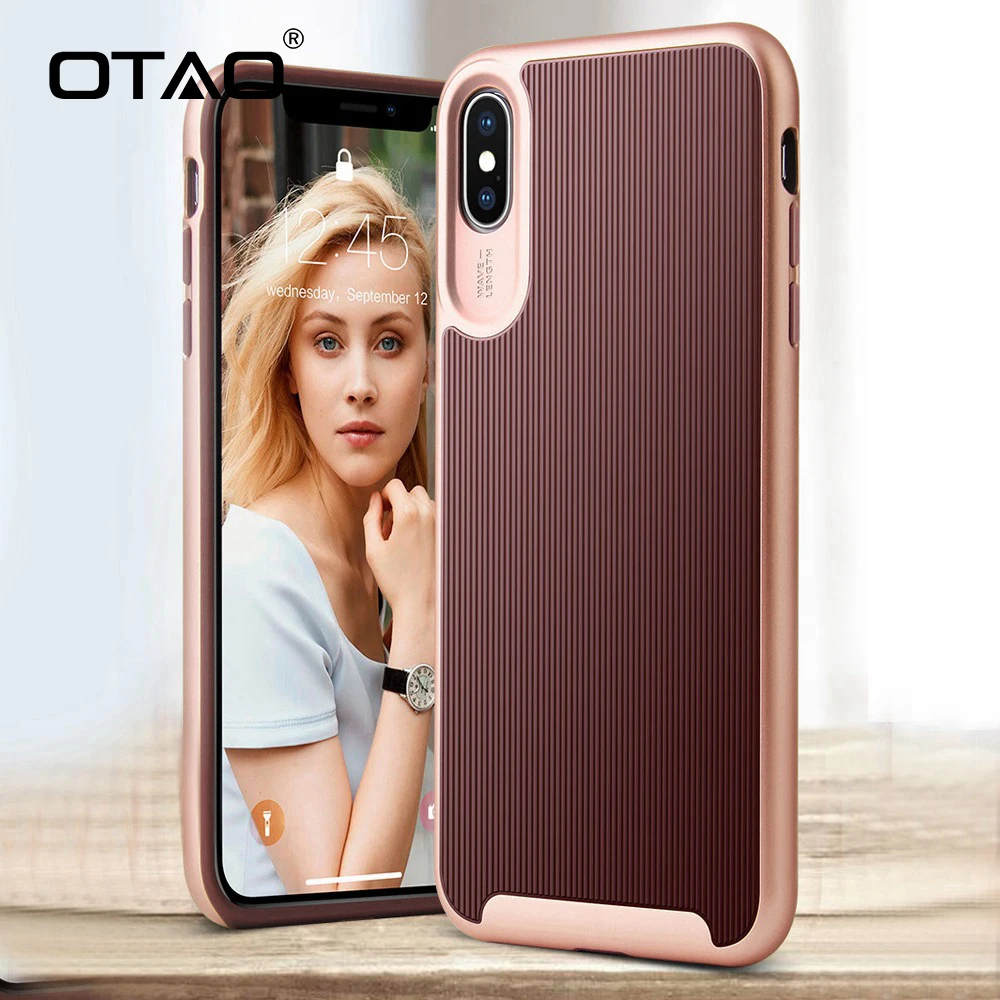 OTAO полный чехол противоударный для iPhone X XS MAX XR 7 8 Plus 6 6s модные чехлы в полоску 7plus 9