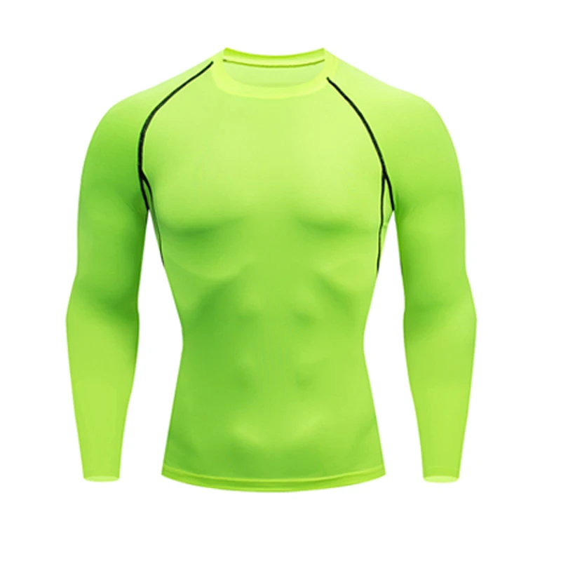 Быстросохнущие мужские комплекты термобелья, Компрессионные спортивные костюмы для бега, баскетбольные колготки, одежда для спортзала, фитнеса, бега - Цвет: T-Shirt