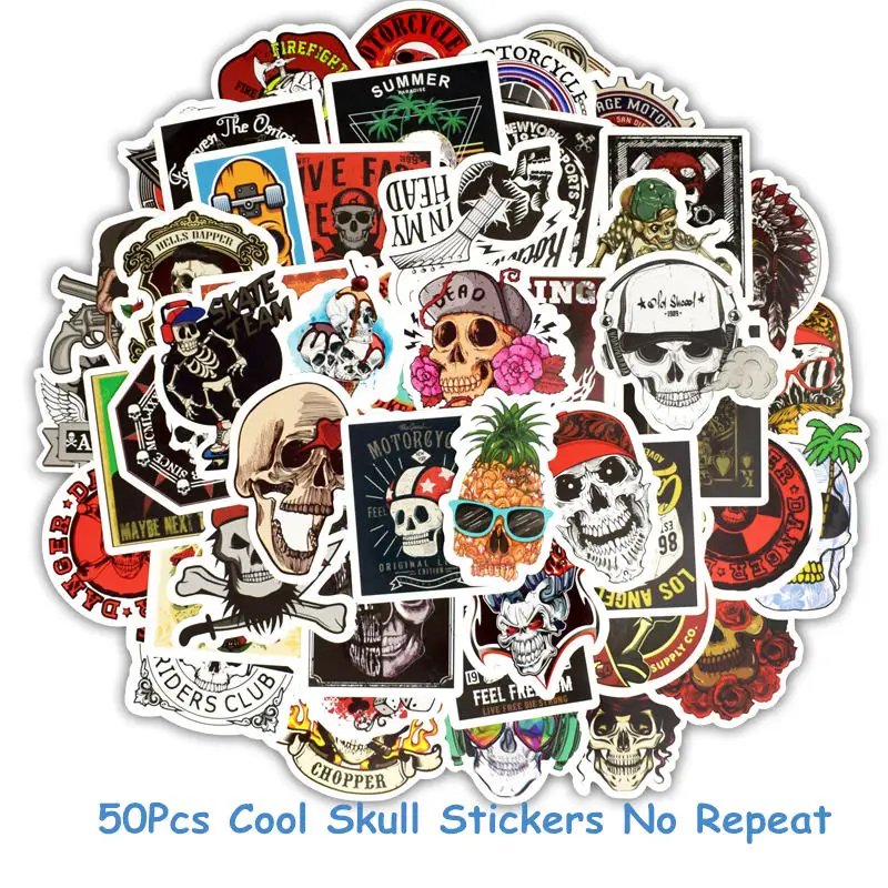 50pcs Skull Computer Stickers Horror Skull Bullet Journal